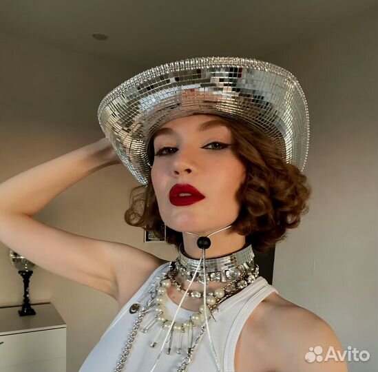 Диско шляпа / шляпа из зеркальной мозаики