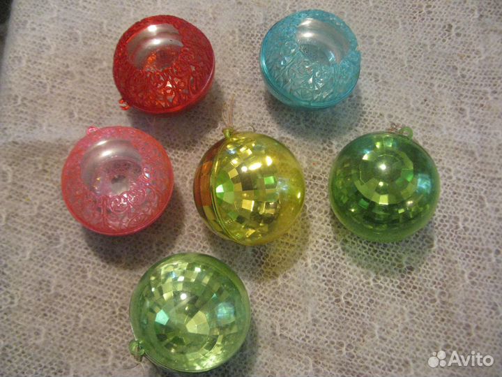 Елочные игрушки СССР шары пластмасса 6 шт