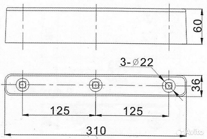 Отбойник прицепа резиновый с тремя отверстиями 31
