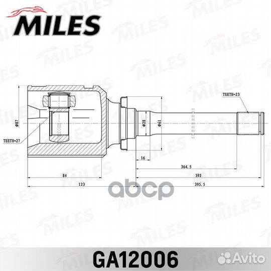 ШРУС lexus RX300/330 03-08 внутр.прав. GA12006