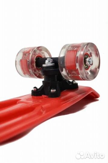 Скейтборд красный 55 х 15 см светящиеся колеса