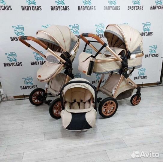 Коляска 3в1 трансформер Новая (Беж)