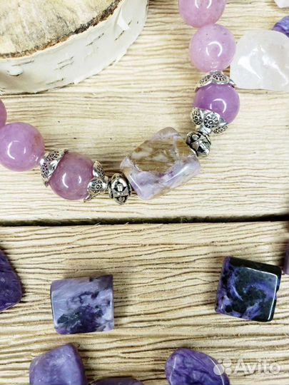 Браслет из лепидолита и чароита