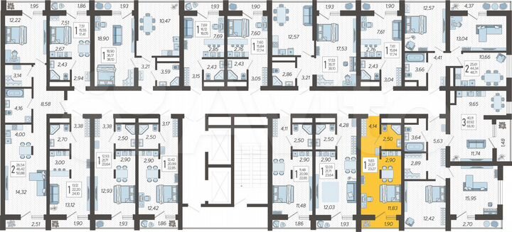 Квартира-студия, 23,3 м², 8/19 эт.