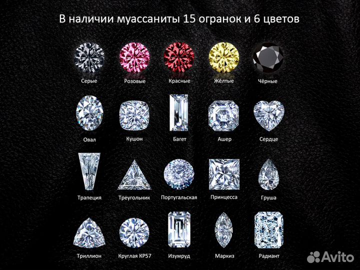 Кристально чистый муассанит Ашер 0,195-13,80 карат