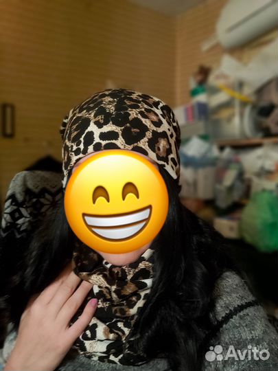 Комплект леопард шапка и снуд