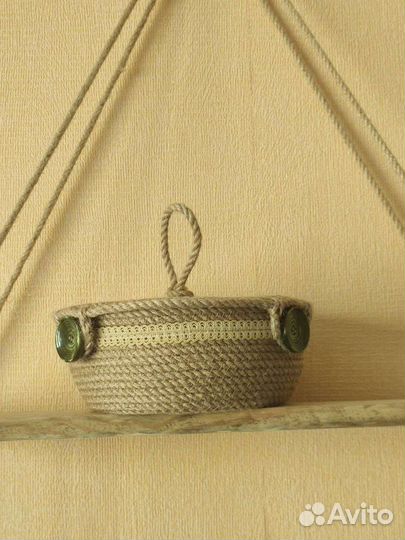 Шкатулка для украшений и мелочей, корзинка джут