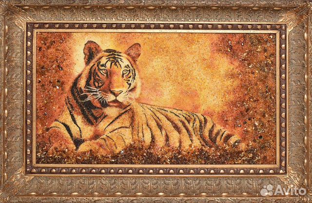 Картина из янтаря - Тигр 95х65 Array