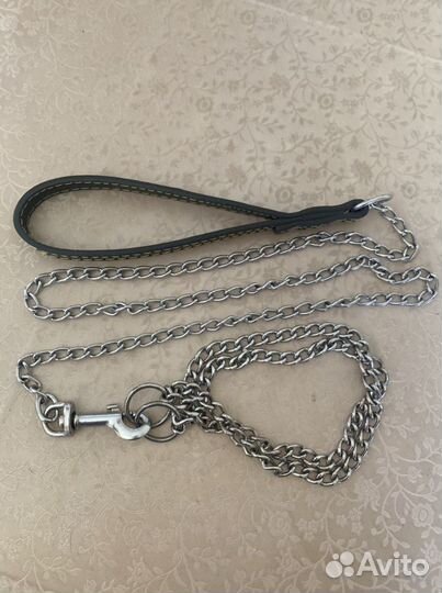 Ошейник и поводок с цепью для собак