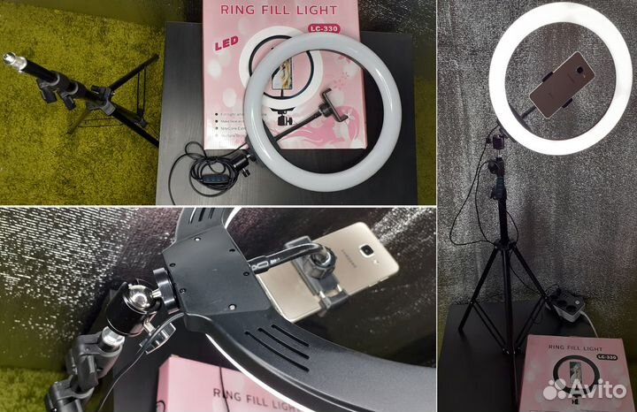 Кольцевая лампа 34см Профессиональный свет +Штатив