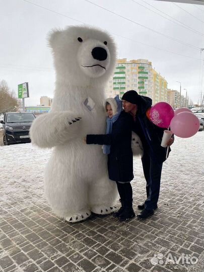 Новый Ростовой костюм медведь Белый 2,6 м