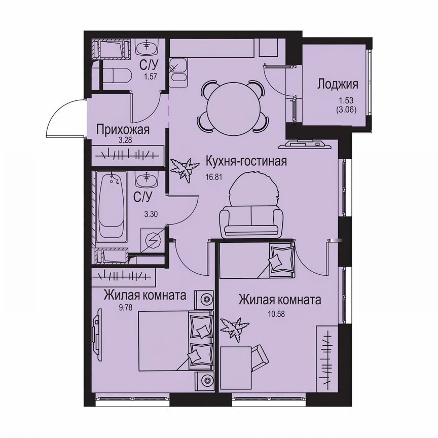 2-к. квартира, 46,9 м², 8/9 эт.