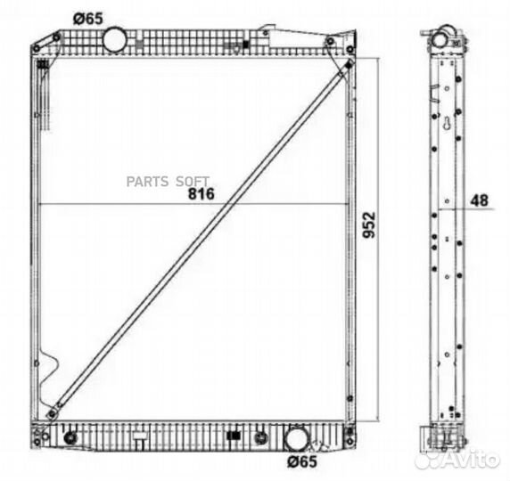 Радиатор 955x829x48 MB actros MP2 09/1996- (с рамк