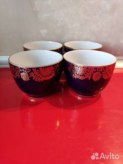 Лфз. Кобальт СССР чайные чашки, чайник фарфоровой