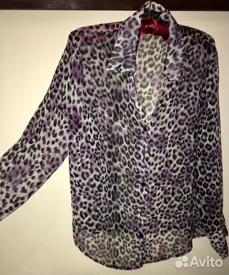 Блуза шифоновая лиловый леопард 46-48-50