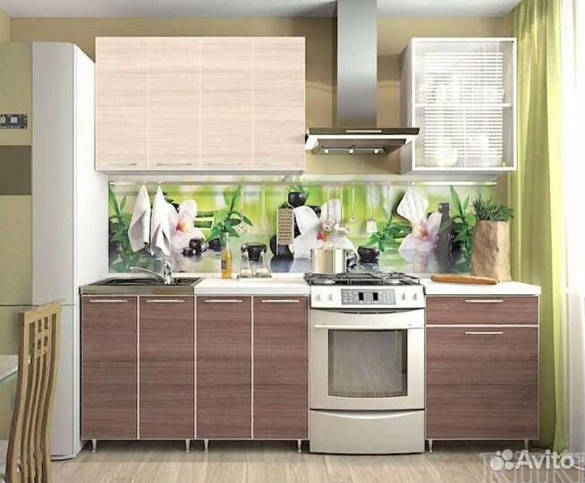 Кухонный гарнитур 1,8 м шимо темный/светлый