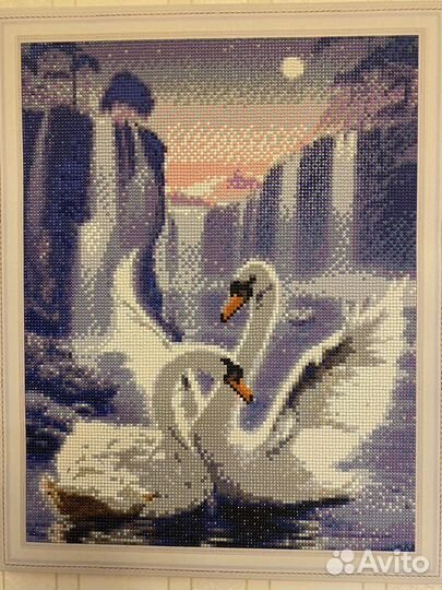 Лебедь алмазная мозаика