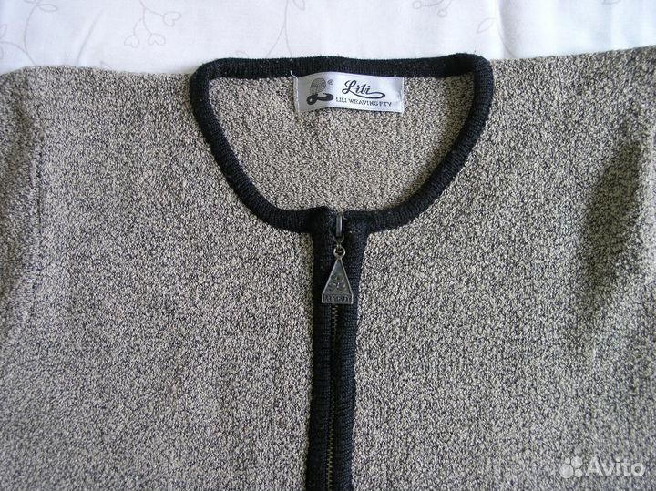 Кофта короткая букле черно-бежевый винтаж