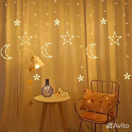 Гирлянда Звезды и Луна оптом