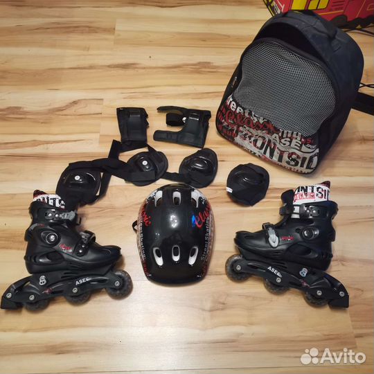 Роликовые коньки детские раздвижные с защитой