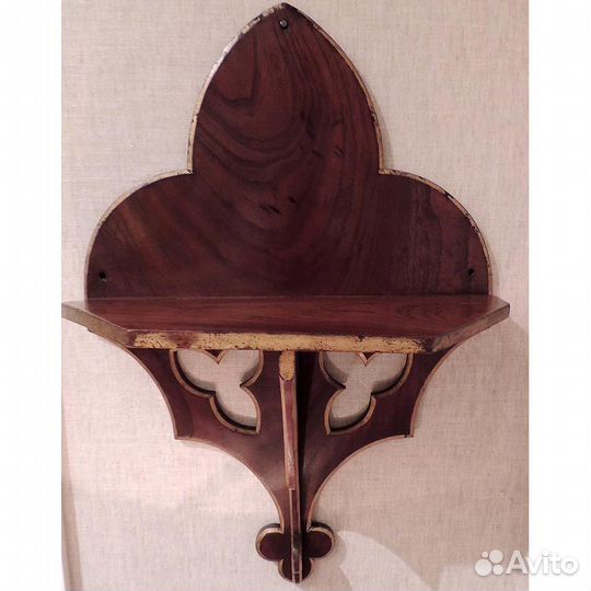 Антикварная Английская настенная полка Орех 19в