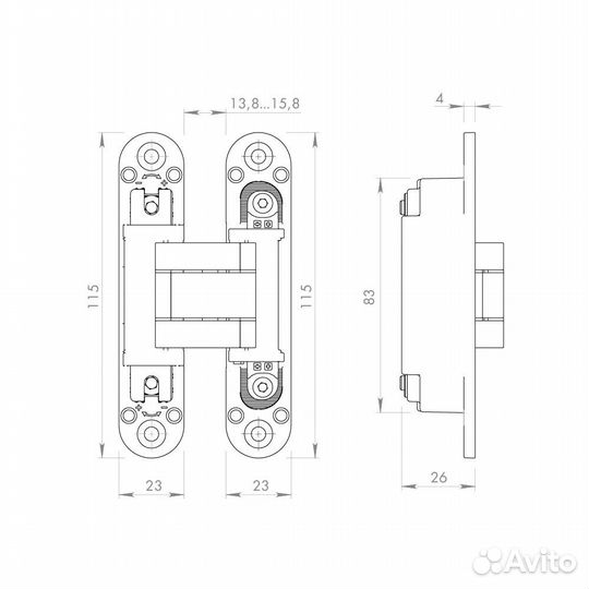 Петля Armadillo скрытой установки U3D3000. VPG SC