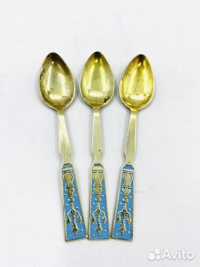 Ложка Ленинрадский фонарик Серебро 875 пробы Эмаль