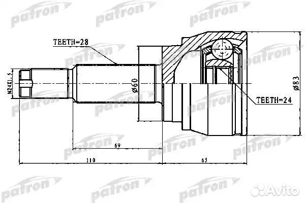 ШРУС наружный 28X60X24 ssang yong rexton II 0