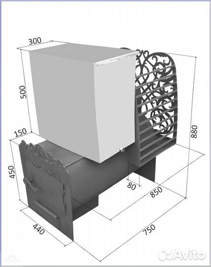 Печь из трубы 8мм Горизонтальная-426
