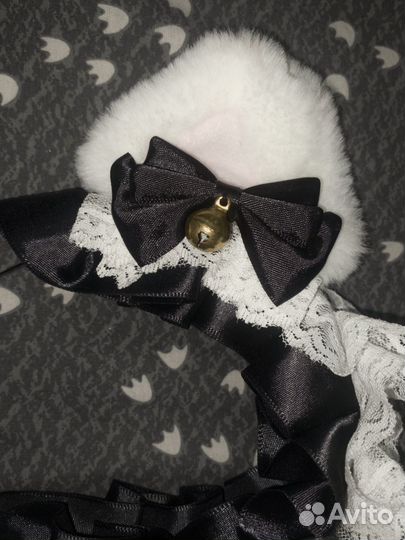 Ушки аниме (белые с черным ободком)