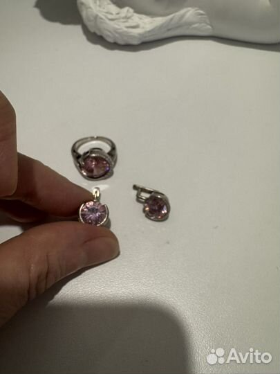 Кольцо + серьги серебро фианит