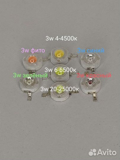 Светодиод бусина 1w синий