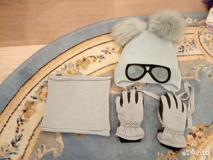 Шапка снуд перчатки комплект