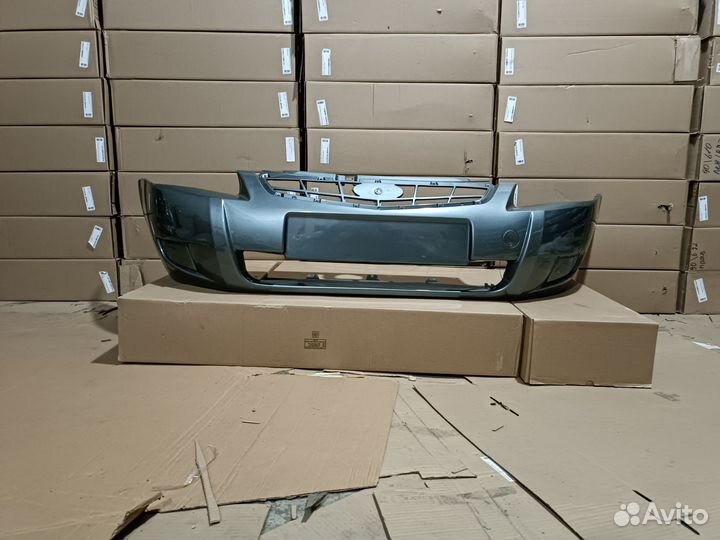 Бампер передний Лада приора средний серо-зеленый