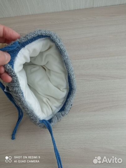 Шапка зимняя для мальчика с натуральным помпоном