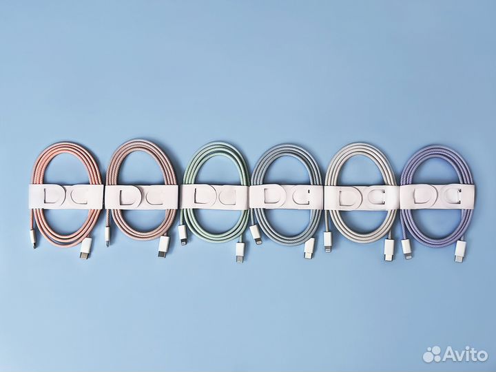 Кабель USB-C to lightning 1 m плетеный все цвета