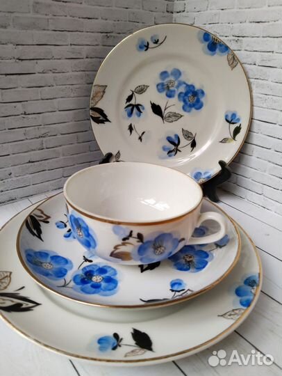 Чайные тройки лфз Синие цветы, СССР