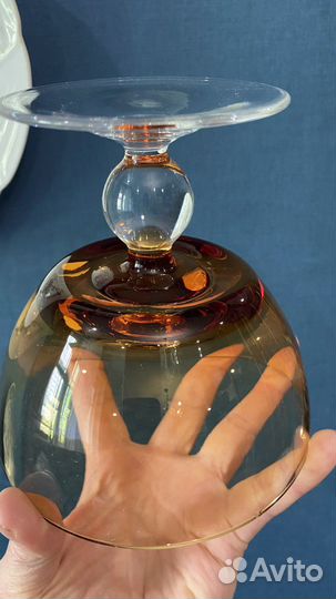 Винтажная ваза гхз медовый хрусталь