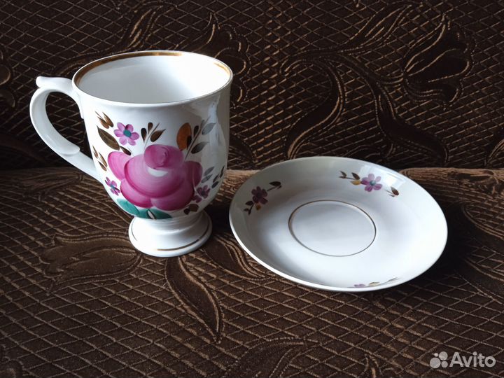 Чайная пара Большой бокал и блюдце СССР Дулево