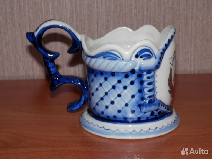 Уникальный авторский подстаканник. Фарфор Гжель