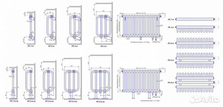 Стальной трубчатый радиатор отопления кзто рс 5, п