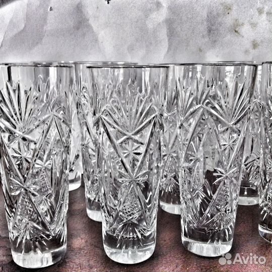 Бокалы 12шт(хрусталь набор) Ваза посуда СССР