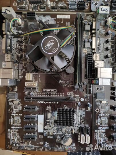 Материнская плата на 6 видеокарт + CPU + озу