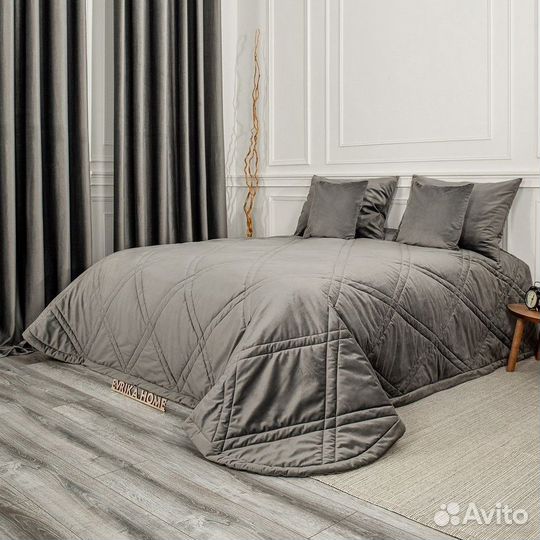 Покрывало Беллиссимо стальной новое плед бархат