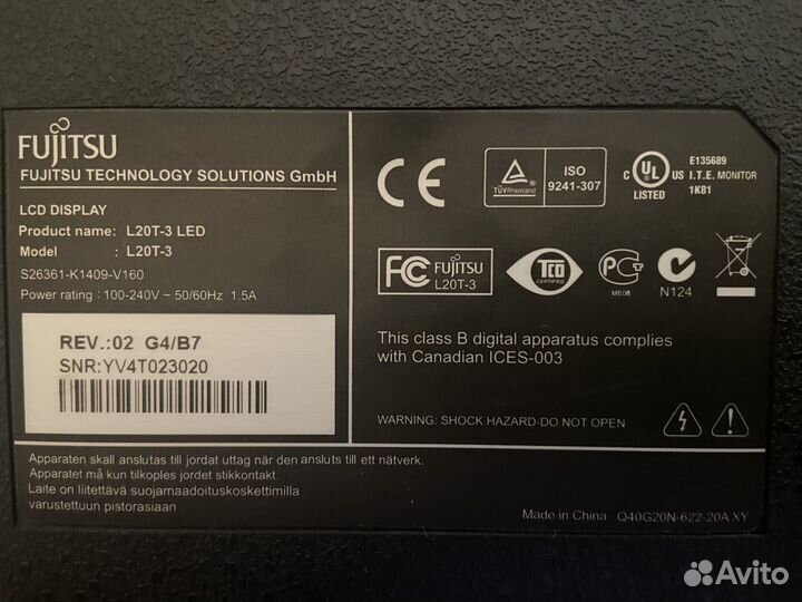 Монитор fujitsu L20T-03