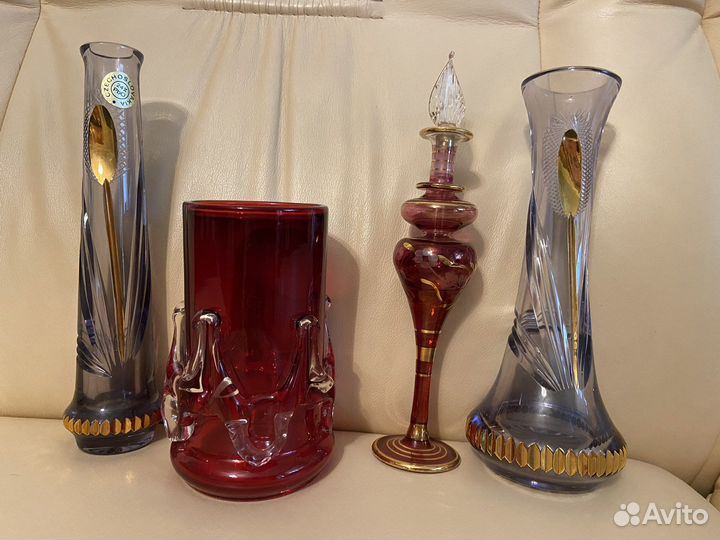 Вазы цветной хрусталь Чехия