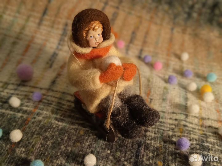 Ватная ёлочная игрушка из шерсти ёлочная игрушка