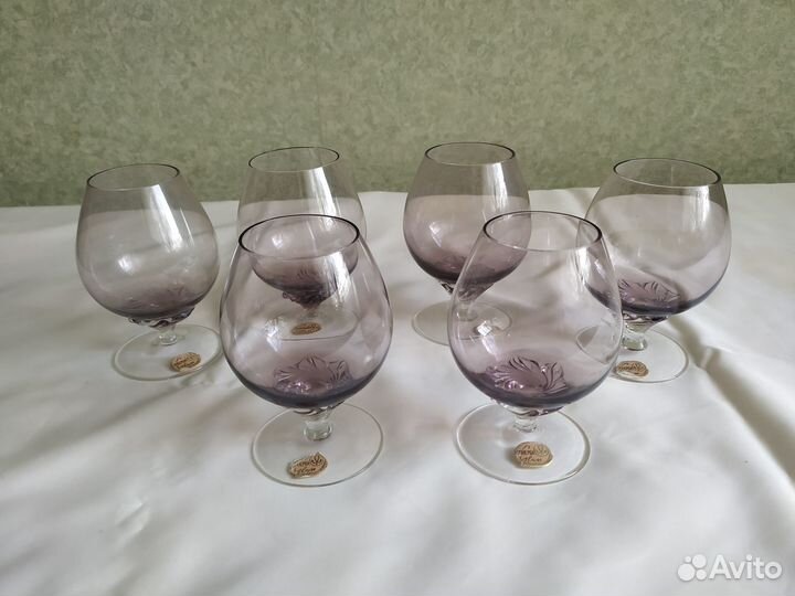 Чешское стекло, Богемия, коньячные бокалы