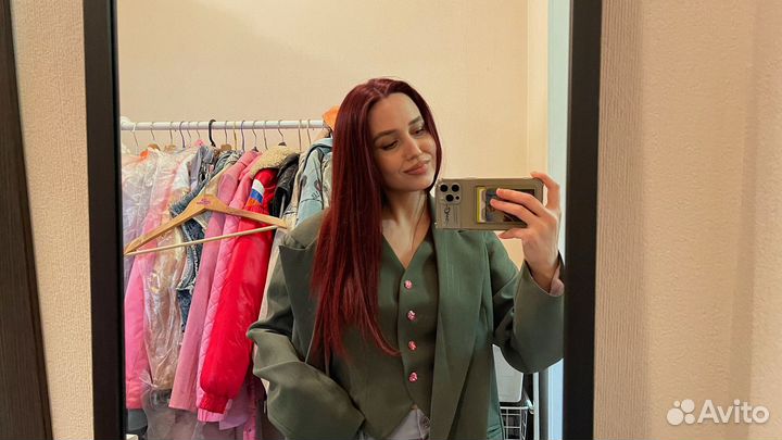 Пиджак женский оверсайз хаки