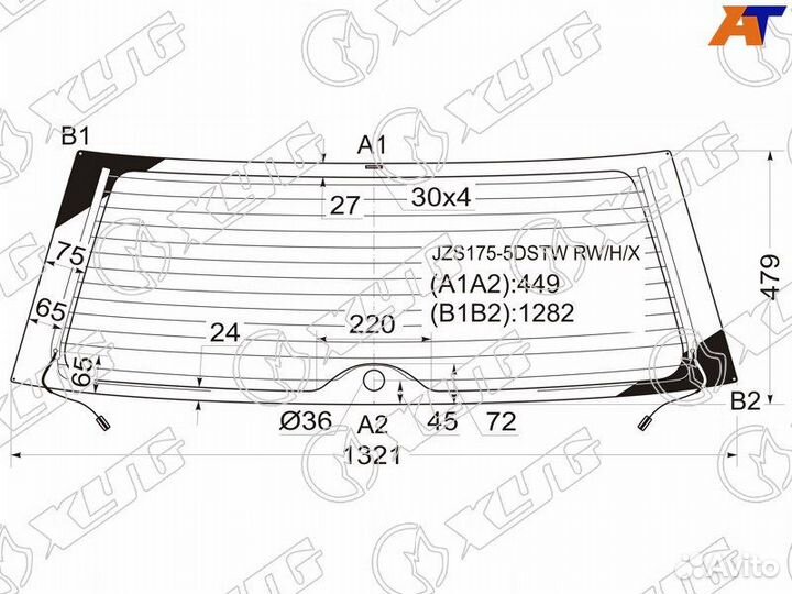 Стекло заднее Toyota Crown S150